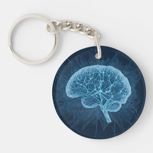Brain Network Illustration - Neuronales Netzwerk Schlüsselanhänger (Vorderseite)