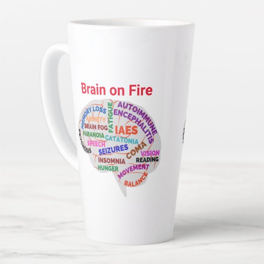 Brain on Fire AE Awareness Month 2-23 Latte Tasse (Linke Ecke)
