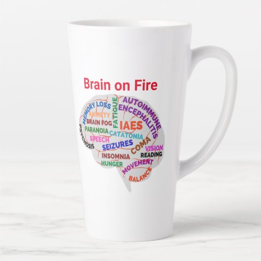 Brain on Fire AE Awareness Month 2-23 Latte Tasse (Rechts)
