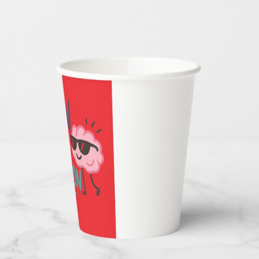 Brain on Vacation 8oz Paper Cup | Funny Retro Pappbecher (Links)