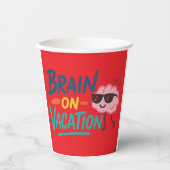 Brain on Vacation 8oz Paper Cup | Funny Retro Pappbecher (Vorderseite)