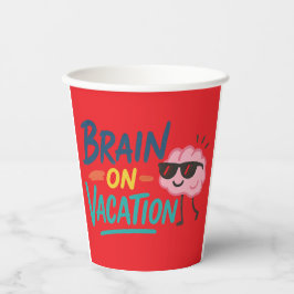 Brain on Vacation 8oz Paper Cup | Funny Retro Pappbecher