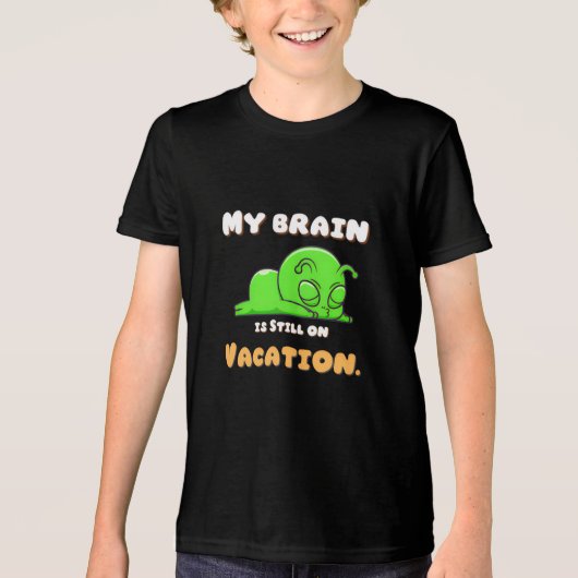 "Brain On Vacation" Funny Kids Back To School Tri-Blend Shirt (Vorderseite)