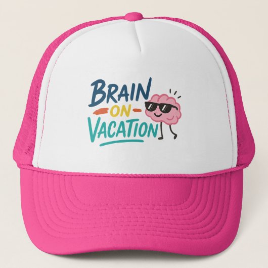Brain on Vacation Trucker Hat | Funny Retro Truckerkappe (Vorderseite)