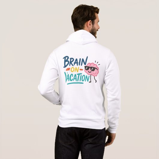 Brain on Vacation Zip-Up Hoodie  Funny Retro Chill (Schwarz voll)