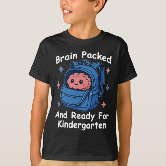 “Brain Packed and Ready For Kindergarten” Brain T-Shirt (Vorderseite)