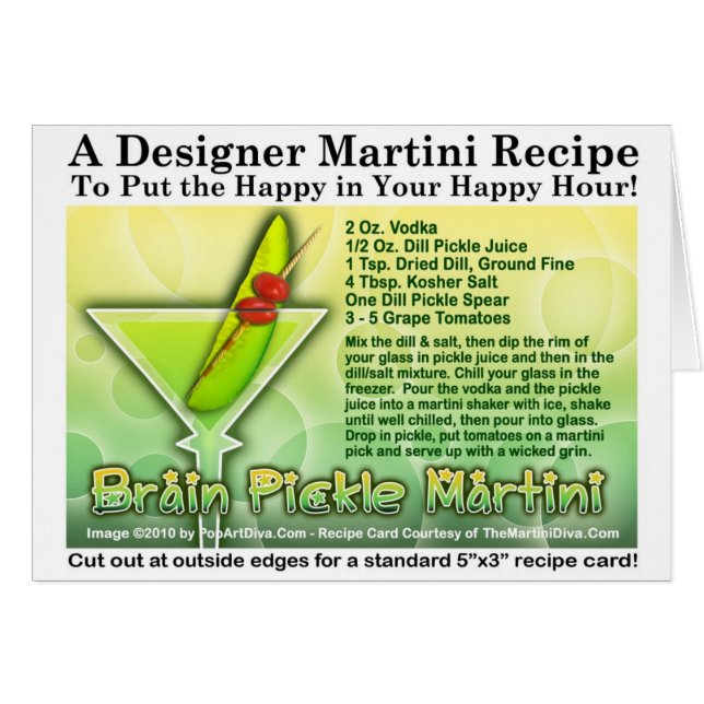 Brain Pickle Halloween Martini-Rezept-Karte (Vorderseite (Horizontal))