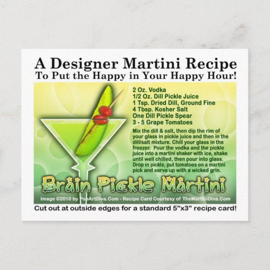 Brain Pickle Halloween Martini Rezept Postkarte (Vorderseite)