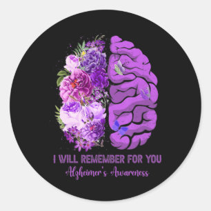 Brain Remember For You Alzheimerheimer Awareness M Runder Aufkleber