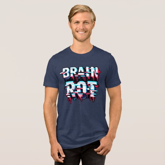Brain Rot | Glitchcore Digitale Verzerrungskunst Tri-Blend Shirt (Vorderseite voll)