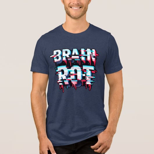 Brain Rot | Glitchcore Digitale Verzerrungskunst Tri-Blend Shirt (Vorderseite)
