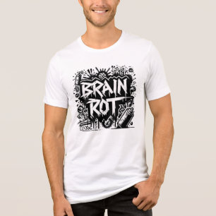 Brain Rot Graffiti Kunst in Schwarz & Weiß Tri-Blend Shirt