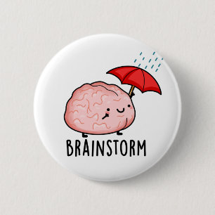 Brain Storm Funny Anatomy Pun Button