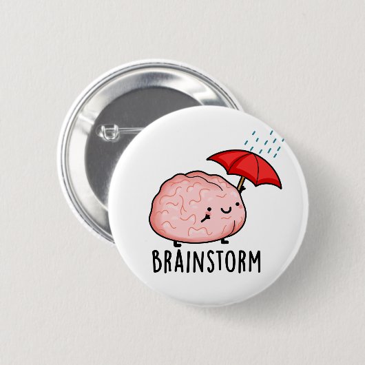 Brain Storm Funny Anatomy Pun Button (Vorne & Hinten)