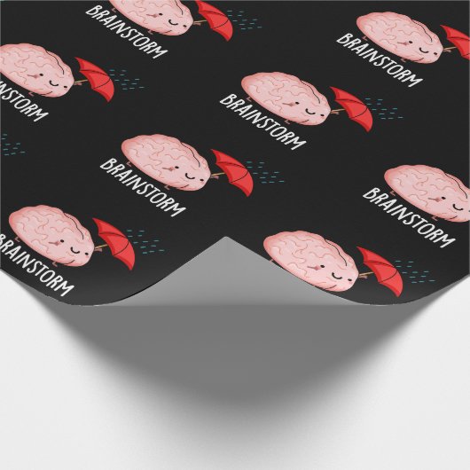 Brain Storm Funny Anatomy Pun Dark BG Geschenkpapier (Ecke)