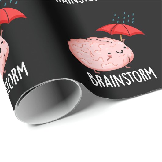 Brain Storm Funny Anatomy Pun Dark BG Geschenkpapier (Rolleneckpunkt)