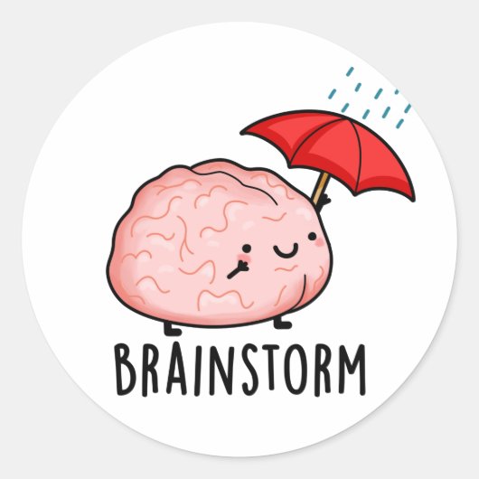 Brain Storm Funny Anatomy Pun Runder Aufkleber (Vorderseite)