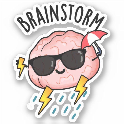 Brain Storm Funny Weather Pun Aufkleber (Vorderseite)
