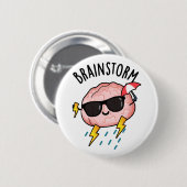 Brain Storm Funny Weather Pun Button (Vorne & Hinten)