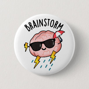 Brain Storm Funny Weather Pun Button