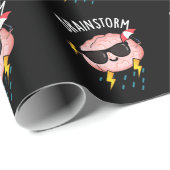 Brain Storm Funny Weather Pun Dark BG Geschenkpapier (Rolleneckpunkt)