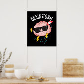 Brain Storm Funny Weather Pun Dark BG Poster (Küche)