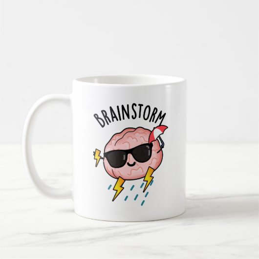 Brain Storm Funny Weather Pun Kaffeetasse (Links)