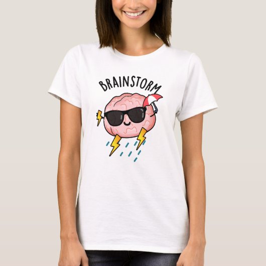 Brain Storm Funny Weather Pun T-Shirt (Vorderseite)