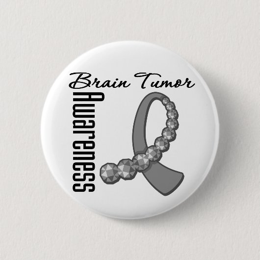 Brain Tumor Awareness Gemstone Ribbon Button (Vorderseite)