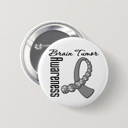 Brain Tumor Awareness Gemstone Ribbon Button (Vorne & Hinten)