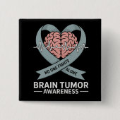 Brain Tumor Awareness Gray Ribbon Brain Heart Button (Vorderseite)