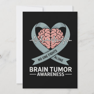 Brain Tumor Awareness Gray Ribbon Brain Heart Feiertagskarte