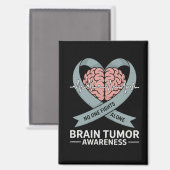 Brain Tumor Awareness Gray Ribbon Brain Heart Magnet (Vorderseite/Rückseite)