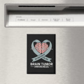 Brain Tumor Awareness Gray Ribbon Brain Heart Magnet (In Situ (Geschirrspüler))