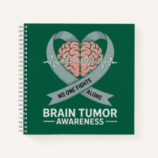 Brain Tumor Awareness Gray Ribbon Brain Heart Notizblock