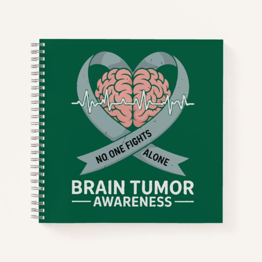Brain Tumor Awareness Gray Ribbon Brain Heart Notizblock (Vorderseite)