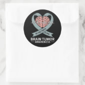 Brain Tumor Awareness Gray Ribbon Brain Heart Runder Aufkleber (Tasche)
