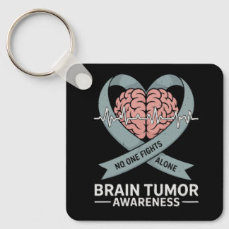 Brain Tumor Awareness Gray Ribbon Brain Heart Schlüsselanhänger