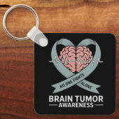 Brain Tumor Awareness Gray Ribbon Brain Heart Schlüsselanhänger (Vorderseite)