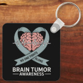 Brain Tumor Awareness Gray Ribbon Brain Heart Schlüsselanhänger (Rückseite)