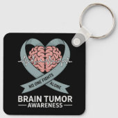 Brain Tumor Awareness Gray Ribbon Brain Heart Schlüsselanhänger (Rückseite)
