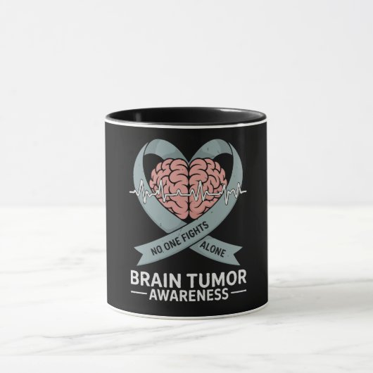 Brain Tumor Awareness Gray Ribbon Brain Heart Tasse (Zentrum)