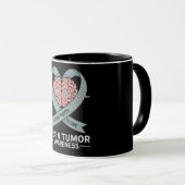 Brain Tumor Awareness Gray Ribbon Brain Heart Tasse (VorderseiteRechts)