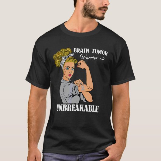 Brain Tumor Awareness Warrior Unbreakable Survivor T-Shirt (Vorderseite)