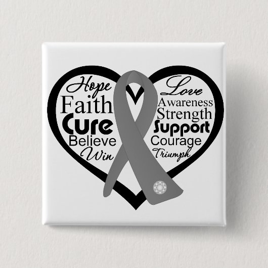Brain Tumor Herz Band Collage Button (Vorderseite)