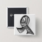 Brain Tumor Slogan Wasserzeichen Ribbon Button (Vorne & Hinten)