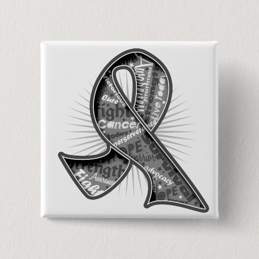 Brain Tumor Slogan Wasserzeichen Ribbon Button (Vorderseite)