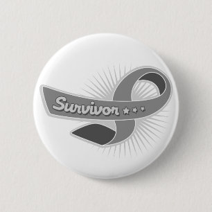 Brain Tumour Survivor Ribbon Button