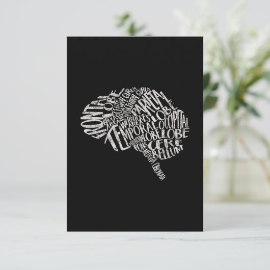 Brain Typography RN Neuroscience Dankeskarte (Stehend Vorderseite)