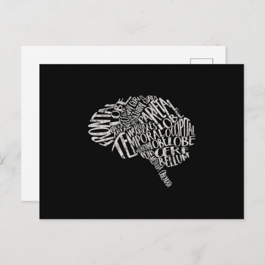 Brain Typography RN Neuroscience Postkarte (Vorne/Hinten)